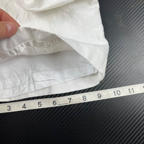 Jillian Jones Wide-Leg Linen Pants Cropped Women’s Sz 12 White Fruit Embroidery - Picture 12 of 15